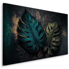 Obraz Do Jadalni ABSTRAKCJA Liście Monstera Dekoracja na Płótnie Canvas - Miniaturka zdjęcia nr 1