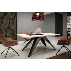 Stół rozkładany 160x90x76 cm prostokątny Harmonia white chromix do jadalni - Miniaturka zdjęcia nr 4