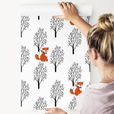Tapeta Dla Dzieci LISY Zwierzęta Leśne Drzewa Las  - Miniaturka zdjęcia nr 3