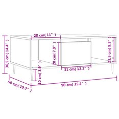 Stolik kawowy 90x50x36,5 cm z praktyczną szufladą i przestronnymi przegrodami szary dąb sonoma do salonu - Miniaturka zdjęcia nr 11