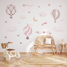 Naklejki Dla Dzieci Różowe Balony Gwiazdy 60x30 Serduszka Styl ZESTAW - Miniaturka zdjęcia nr 6