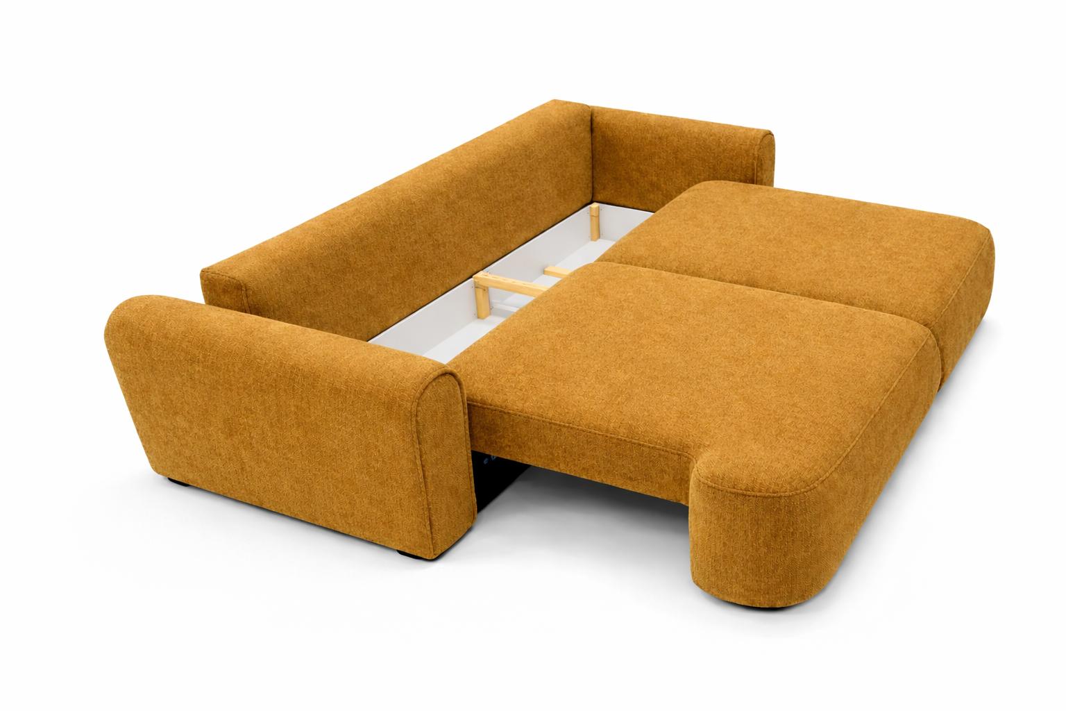 Kanapa z funkcją spania ITALY 250x100x82 cm FLOW 13 trzyosobowa sofa rozkładana tkanina musztardowy nr. 5