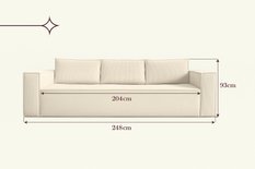 Kanapa 3-osobowa rozkładana Verona 248x52x93 cm wersalka z funkcją spania i pojemnikiem sprężyny bonell sztruks beżowa do salonu WERONA - Miniaturka zdjęcia nr 9