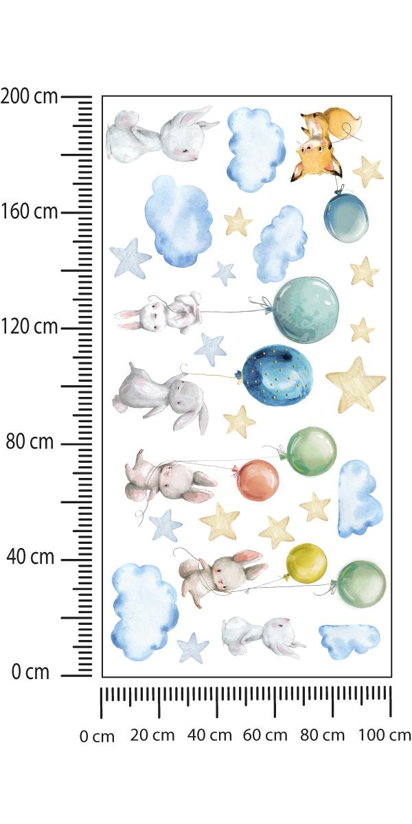 Naklejki dla dzieci króliki chmurki ZESTAW Dekoracja Ścienna Łatwa w Czyszczeniu nr. 2