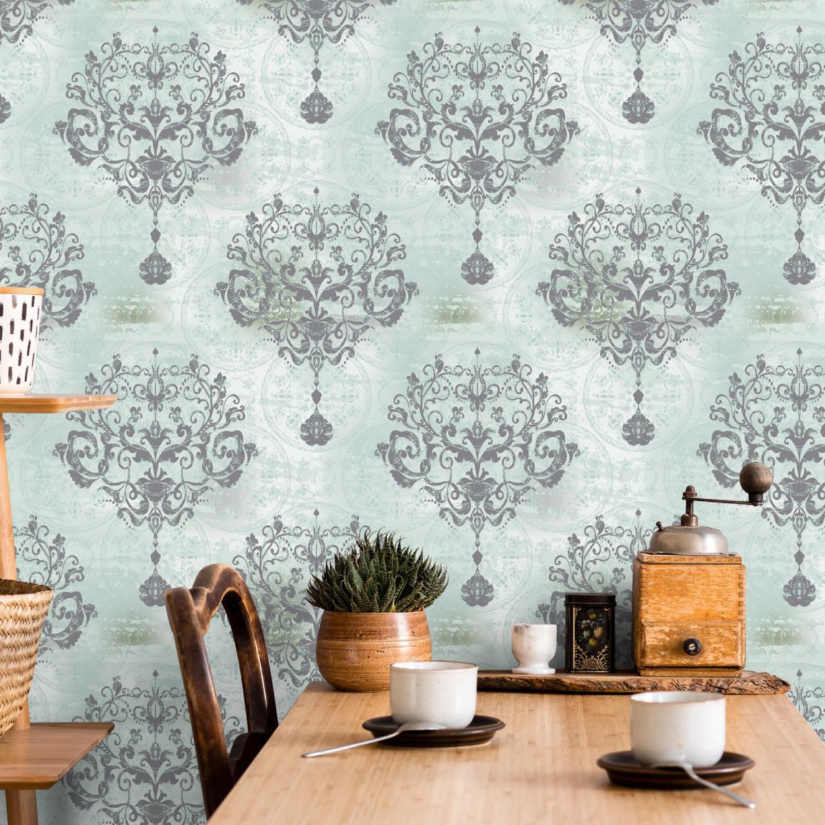Tapeta ornamenty w stylu vintage, dekor do salonu nr. 4