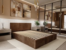 Łóżko tapicerowane do sypialni 180x200x120 cm podwójne z pojemnikiem modne brązowe - Miniaturka zdjęcia nr 2