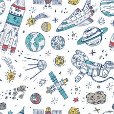 Tapeta W Rolce KOSMOS Gwiazdki Astronauci Planety  - Miniaturka zdjęcia nr 5