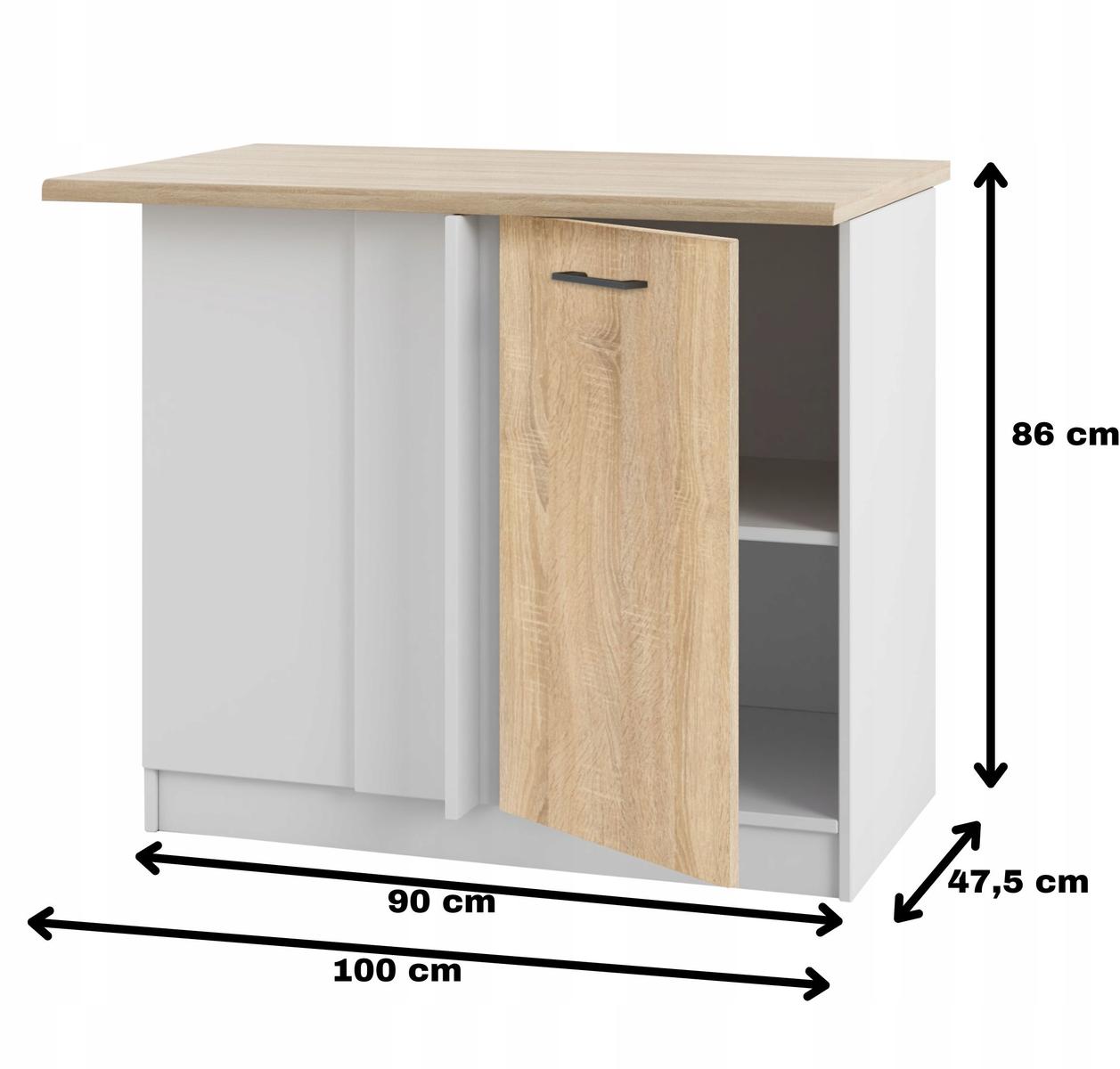 Szafka kuchenna dolna 100x86x60 cm stojąca narożna z blatem dąb sonoma do kuchni nr. 2