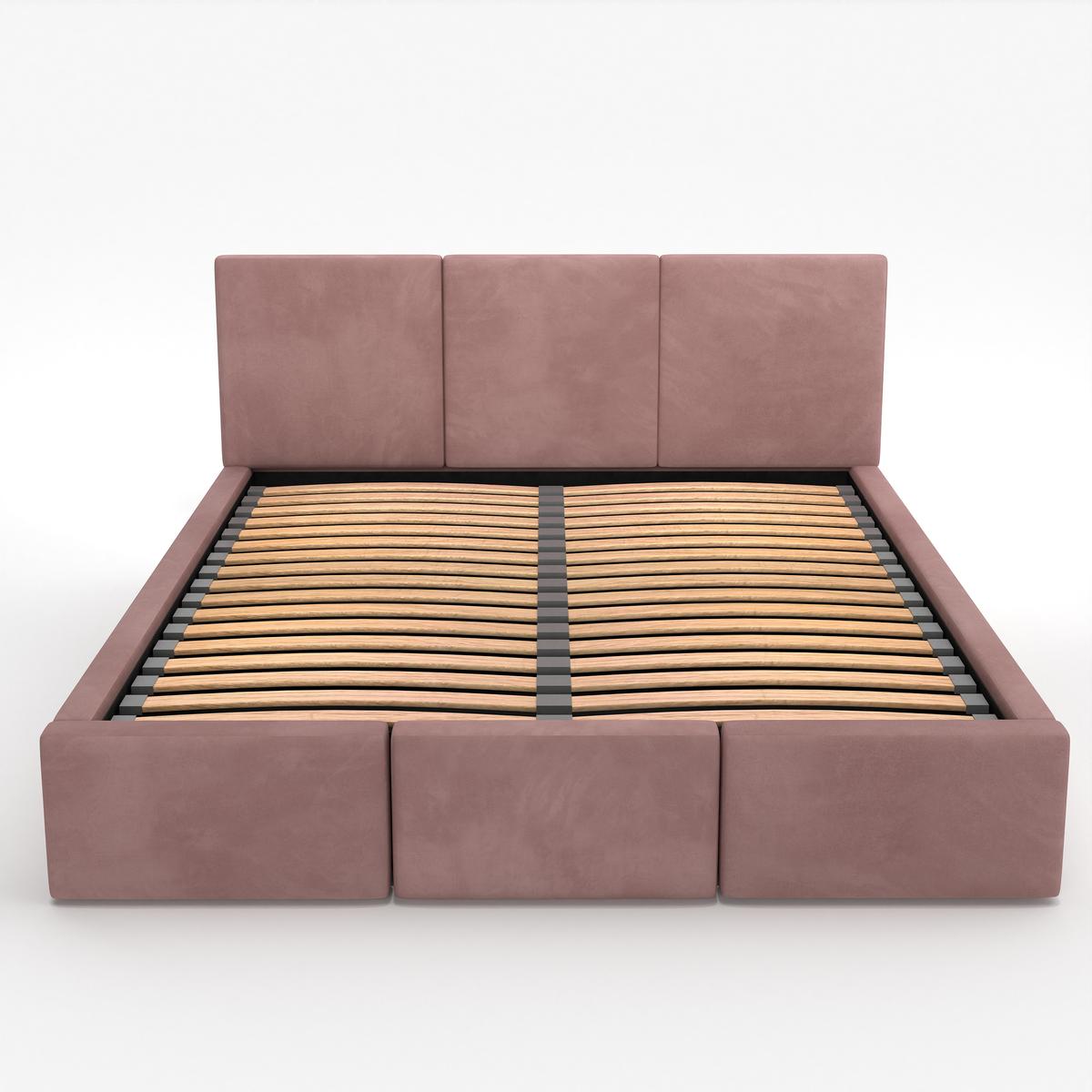 Łóżko tapicerowane do sypialni 180x200x100 cm podwójne z pojemnikiem modne różowe nr. 13