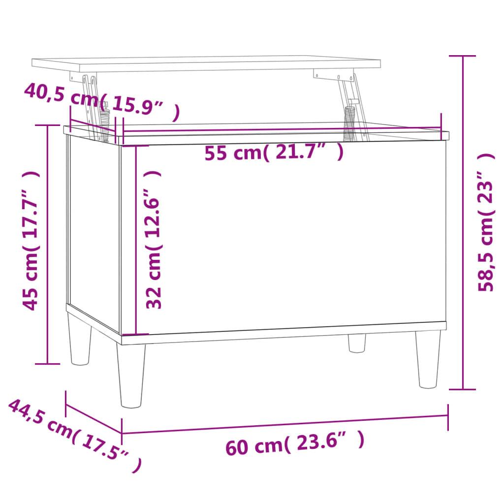 Stolik kawowy 60x44,5x45 cm z rozkładanym blatem ze schowkiem szarość betonu do salonu nr. 10