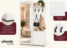 Garderoba do przedpokoju DUO 180x95x35 cm z lustrem wieszakami szafka na buty biały, lewa - Miniaturka zdjęcia nr 8