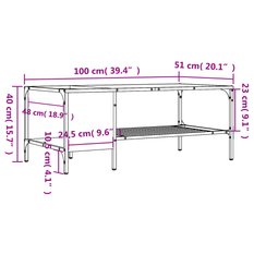 Stolik kawowy 100x51x40  cm z przestronnymi półkami dąb sonoma do salonu - Miniaturka zdjęcia nr 9