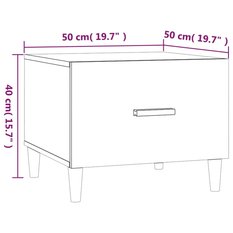 Stolik kawowy 2szt 50x50x40 cm kwadratowy z praktyczną szufladą czarny do salonu - Miniaturka zdjęcia nr 11