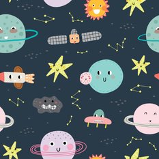 Tapeta Dziecięca KOSMOS Planety Gwiazdki Rakiety 53x1000 - Miniaturka zdjęcia nr 3