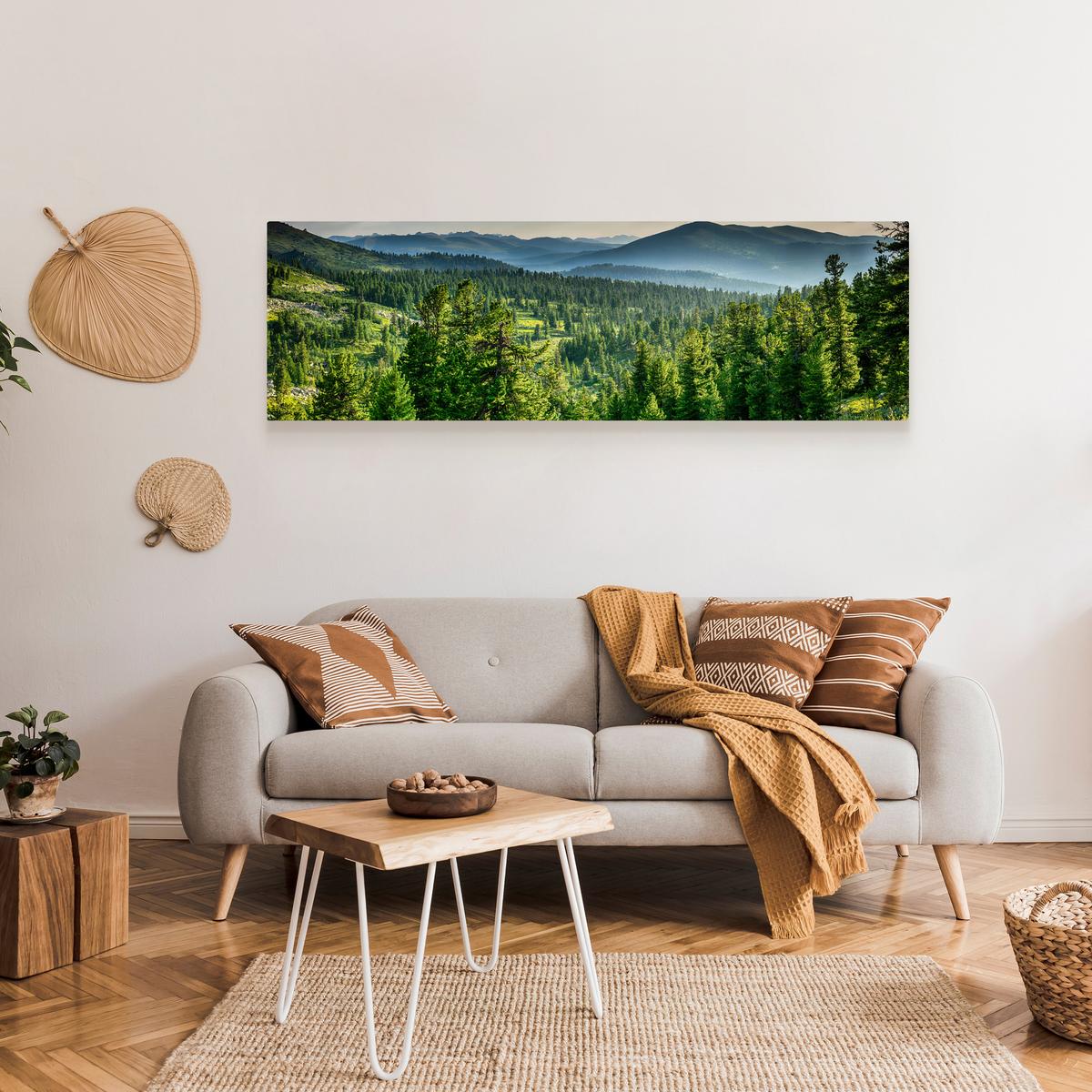 Obraz Panoramiczny Do Salonu LAS Góry Krajobraz Efekt 3D Natura 145x45cm nr. 12