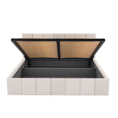 Łóżko tapicerowane 160x200 premium z pojemnikiem do sypialni kremowe wezgłowie 107 cm - Miniaturka zdjęcia nr 12