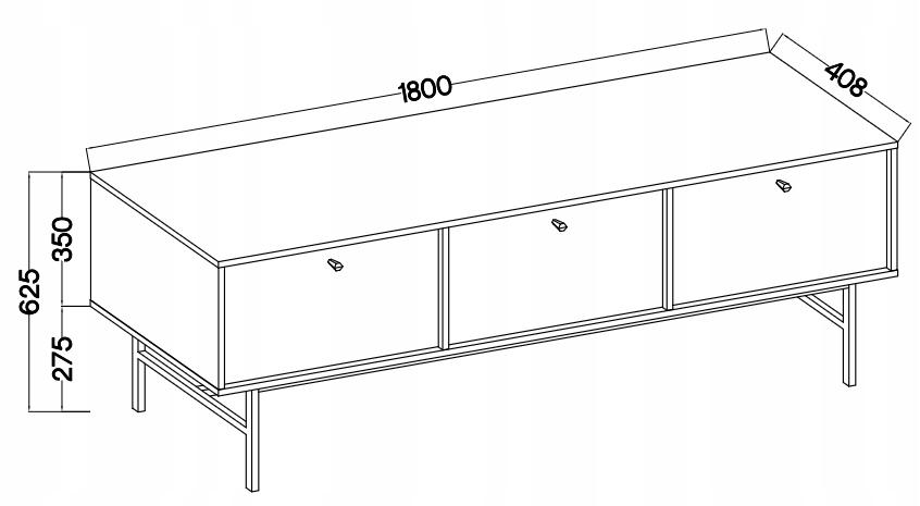 Szafka rtv 180 cm pod telewizor czarna stelaż metalowe nóżki uchwyty AVILA nr. 3