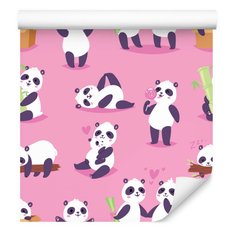 Tapeta Dla Dziewczynki Misie PANDA Serca Bambus 53x1000  - Miniaturka zdjęcia nr 3