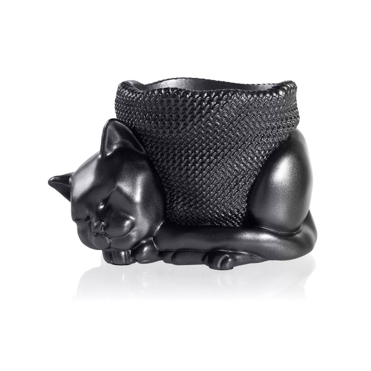 Donica Sleepy Cat Black Metallic 12 cm