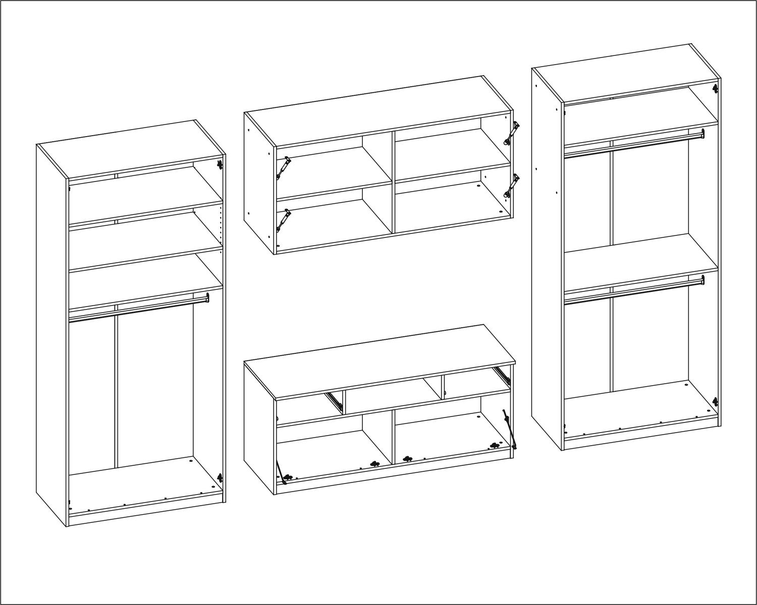 Meblościanka 350x53x227 cm Scandi z pojemnymi szafami i półkami dąb carpenter whisky do salonu nr. 8