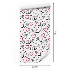 Tapeta Dla Dziewczynki Kocie BUŹKI Serduszka Serca 53x1000  - Miniaturka zdjęcia nr 2