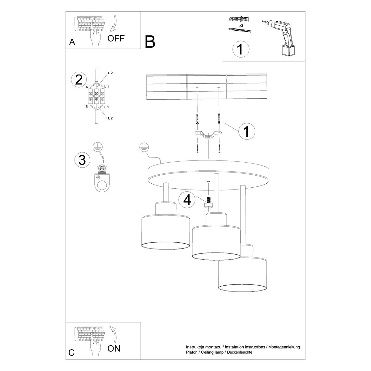 Plafon SAVAR 3 czarny 29x32x32cm E27 nowoczesna lampa do salonu nr. 6