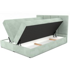 Łóżko kontynentalne 180x200x113 cm tapicerowane podwójne z materacem miętowe - Miniaturka zdjęcia nr 12
