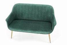 Sofa 132 cm do salonu jadalni ciemny zielony złoty - Miniaturka zdjęcia nr 2