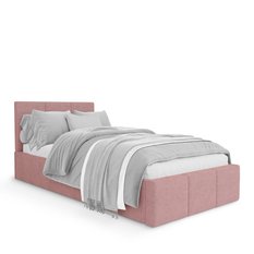 Łóżko Pojedyncze 90x200cm łóżko tapicerowane z pojemnikiem różowe do sypialni wezgłowie 88 cm - Miniaturka zdjęcia nr 5