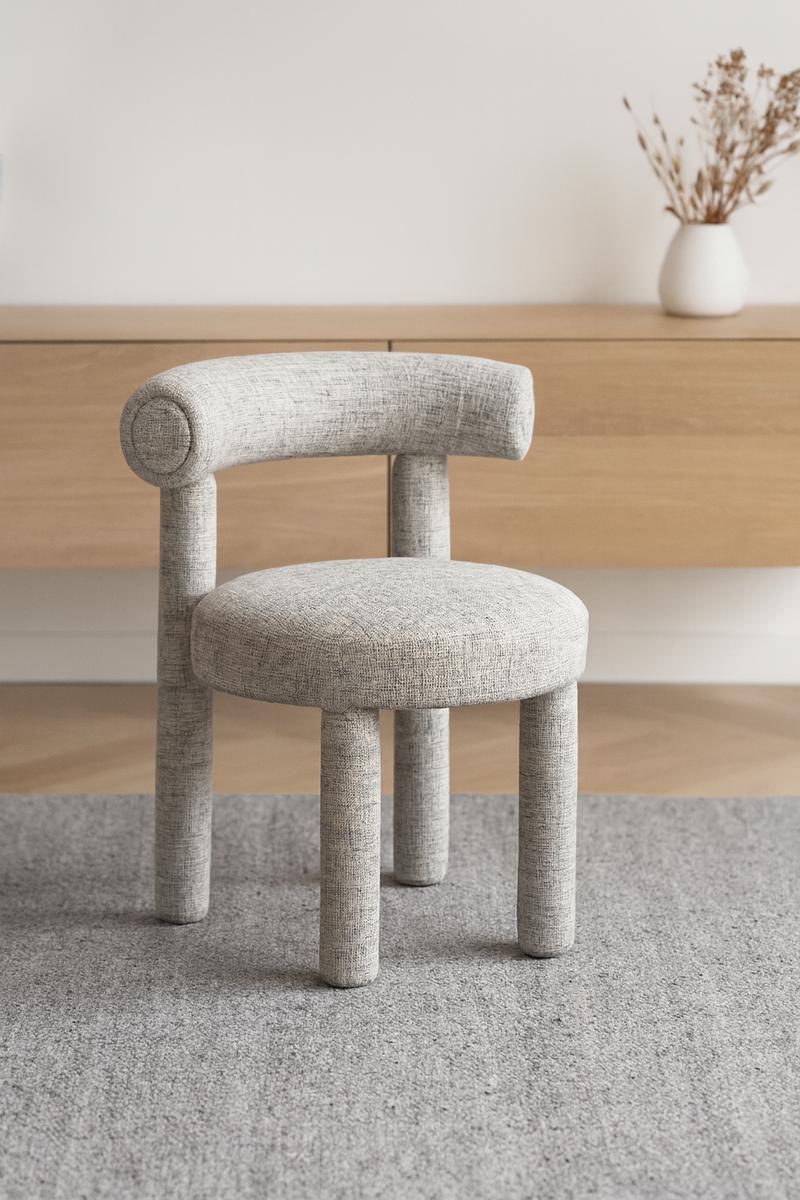 Krzesło tapicerowane LEITH 62x58x80 cm do salonu jadalni szare szenil nowoczesny desing nr. 7