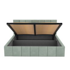 Łóżko tapicerowane 140x200 premium z pojemnikiem do sypialni miętowe wezgłowie 107 cm - Miniaturka zdjęcia nr 12