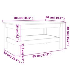 Stolik kawowy 80x50x40 cm z pojemną półką z litego drewna sosnowego woskowy brąz do salonu - Miniaturka zdjęcia nr 10