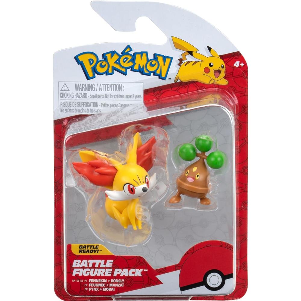 Oryginalne figurki fennekin + bonsly pokemon battle figure pack 2-pak dla dziecka