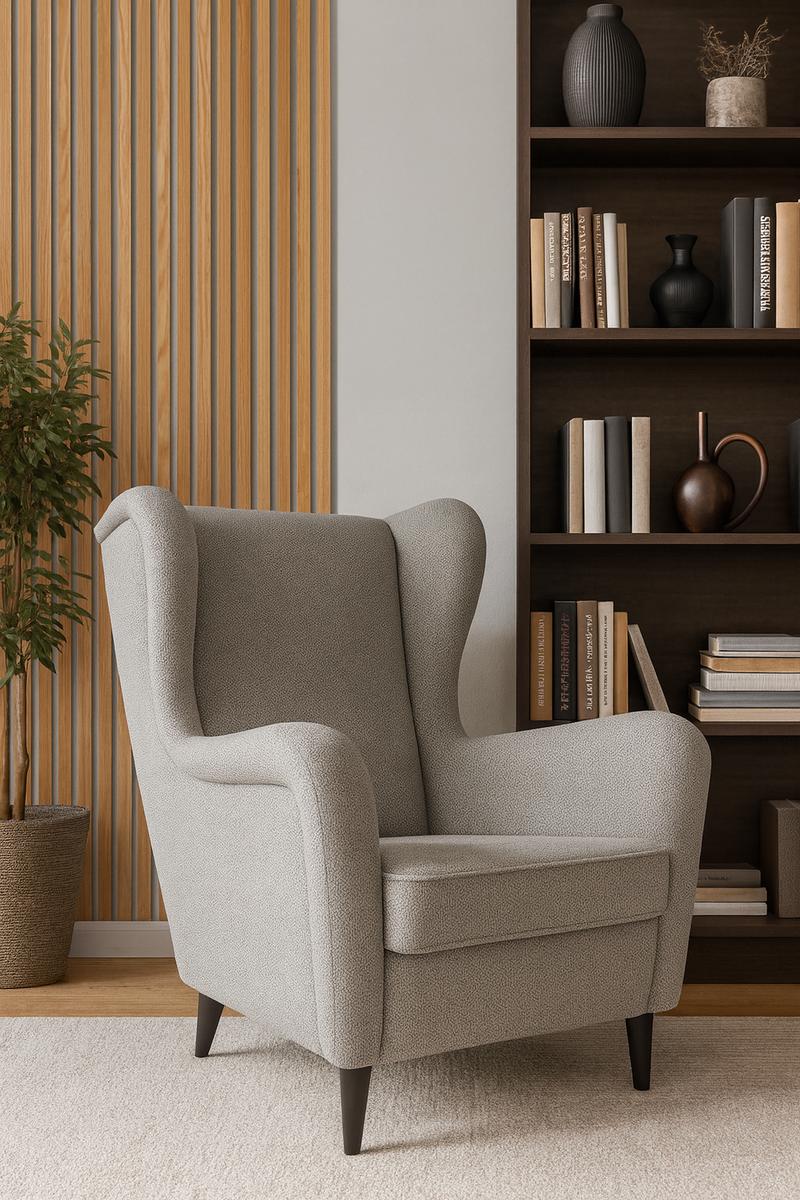 Fotel uszak VOXI 104x90x88 cm w tkaninie cosmic szary – komfortowy i stylowy do salonu lub karmienia 