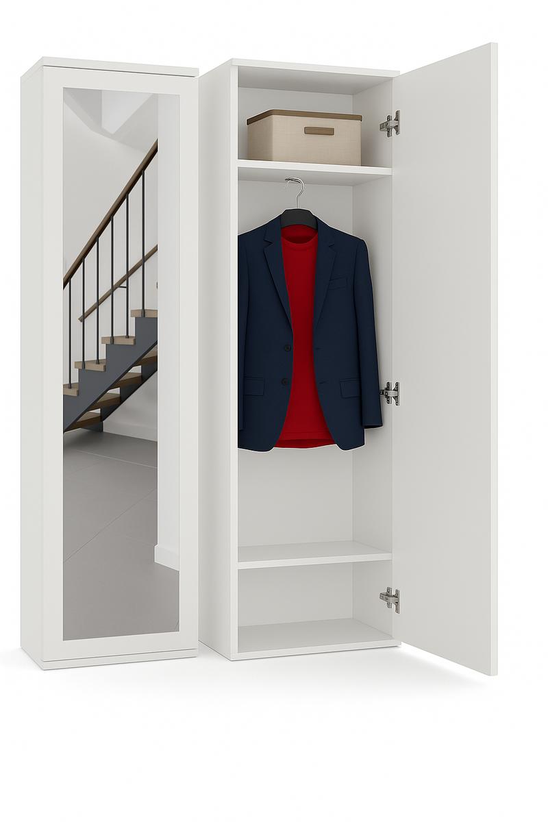 Szafa z lustrem DUO 180x50x35 cm do przedpokoju wąska biały mat