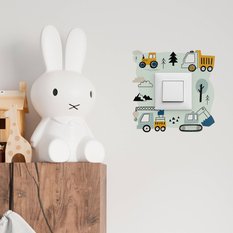 Naklejka Pod Kontakt Do Pokoju Dziecka Maszyny 20x20 Koparki Styl Skandynawski - Miniaturka zdjęcia nr 4