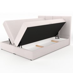 Łóżko kontynentalne 180x200x113 cm tapicerowane podwójne z materacem kremowe - Miniaturka zdjęcia nr 15