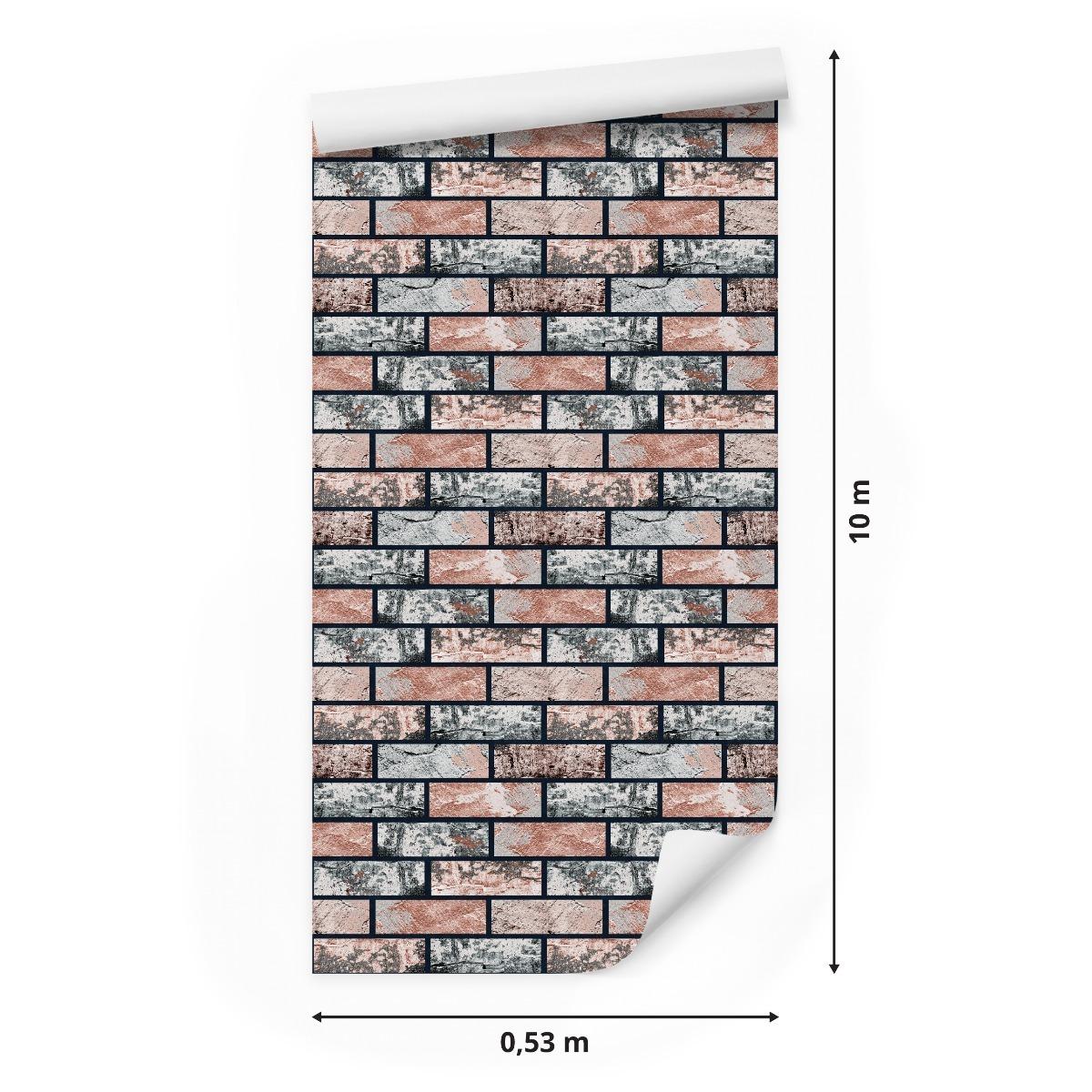 Tapeta Nowoczesny Wzór Kolorowe CEGŁY Mur Beton 3D 53x1000  nr. 2