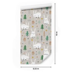 Tapeta Dziecięca KRÓLICZKI Zwierzęta Drzewa Las  - Miniaturka zdjęcia nr 2
