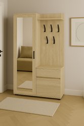 Garderoba do przedpokoju DUO 190x108x40 cm z lustrem wieszakami szafka na buty dąb sonoma  - Miniaturka zdjęcia nr 2