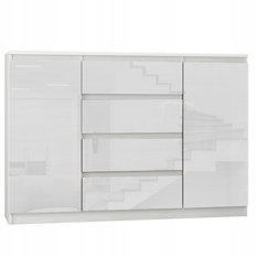 Komoda MODERN 140x40 cm biała tekstura 2 z szufladami i szafką do biura sypialni lub salonu