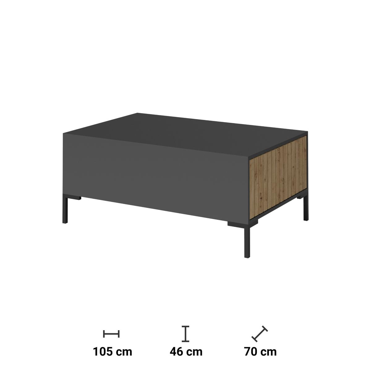 Stolik kawowy Lando 105 cm prostokątny czarny dąb artisan nr. 2