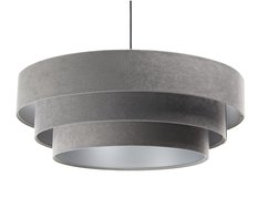 Lampa wisząca TRINITI nowoczesna z tkaniny welurowej szaro srebrna do salonu - Miniaturka zdjęcia nr 3