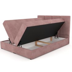 Łóżko kontynentalne 160x200x113 cm tapicerowane podwójne z materacem różowe - Miniaturka zdjęcia nr 12