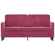 Sofa 158x77x80 cm 2-osobowa wygodna tapicerowana aksamitem czerwona do salonu - Miniaturka zdjęcia nr 3