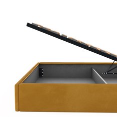 Łóżko tapicerowane 160x200 premium z pojemnikiem do sypialni żółte wezgłowie 107 cm - Miniaturka zdjęcia nr 13