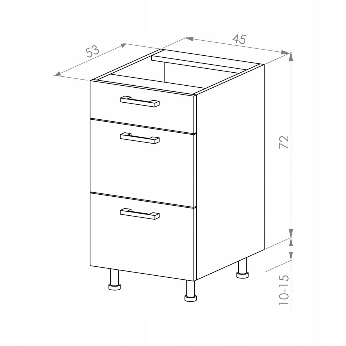 Korpus szafka kuchenna dolna pod szuflady 45x82x50,8 cm z akcesoriami czarny  nr. 3