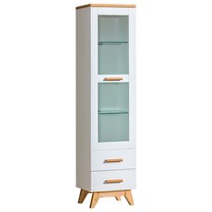 Witryna 45x40x185 cm z drzwiczkami i dwoma szufladami oraz LED sosna andersen dąb nash do salonu - Miniaturka zdjęcia nr 1