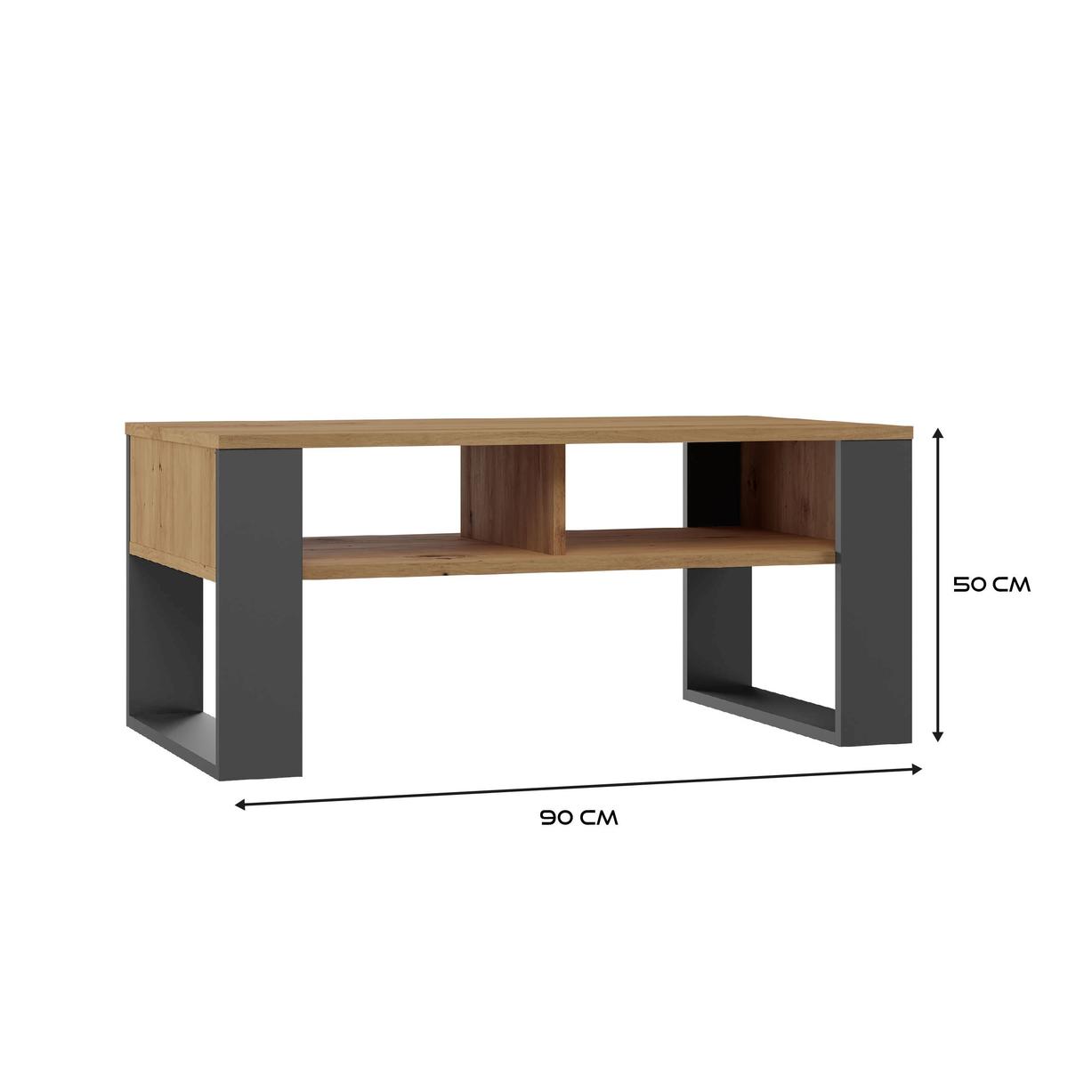 Stolik kawowy 58x90x50 cm do salonu nowoczesny brązowo-czarny nr. 4