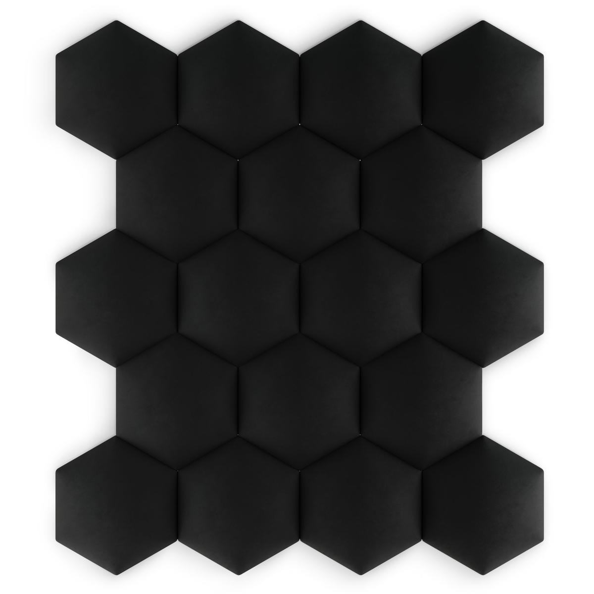 Panele tapicerowane 35x40 hexagon magic velvet czarny nr. 7
